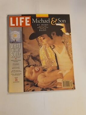 Michael Jackson & Son Life Magazine Cover Poster - Gold and Black